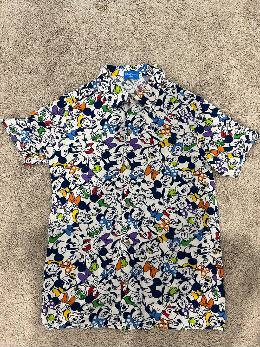 NWOT! Tokyo Disneyland Character Print Short Sleeve Button Down Shirt